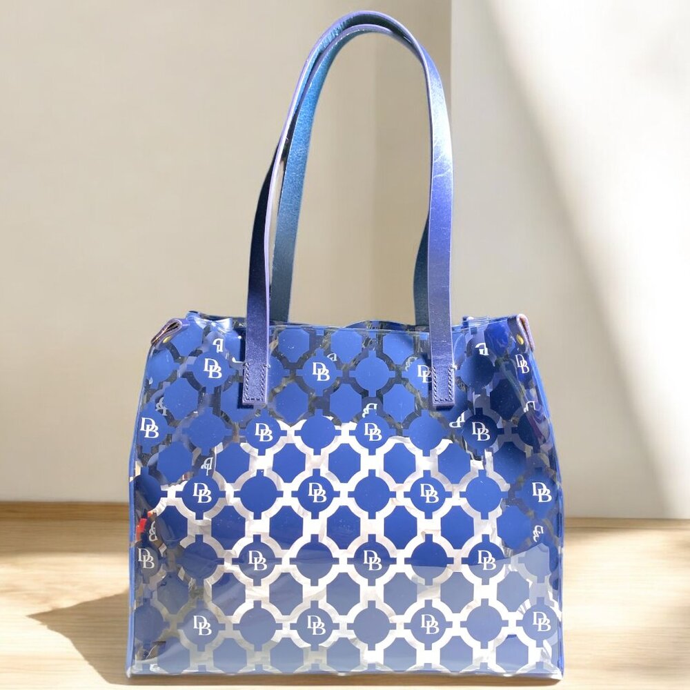DOONEY & BOURKE Sanibel Navy Blue Clear Leather Tote